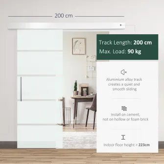 Usa glisanta din sticla cu sina din aluminiu, 75x210cm HOMCOM