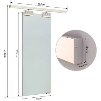 Usa glisanta HomCom din Sticla Temperata Satinata, 90x205cm