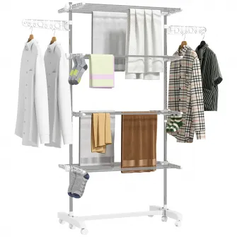 Uscator de rufe reglabil, (80-142)x55x172 cm, argintiu, HOMCOM