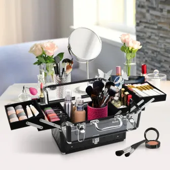 Valiza Make Up Profesionala, Rama Aluminiu 30x18.5x22cm HOMCOM