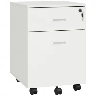 Vinsetto Fiset Birou cu 2 Sertare cu 5 Roti, Dulapior de Birou din PAL cu Incuietoare, 40x49x58 cm, culoare Lemn