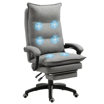 Vinsetto Scaun de birou ergonomic cu inclinare si masaj in 6 Puncte, inaltime reglabila, 70x62x120-130 cm, Gri
