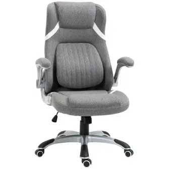 Vinsetto Scaun de Birou Ergonomic din Tesatura Respiranta Efect In, Spuma de Cauciuc si Otel cu Inaltime Reglabila, Functie de Inclinare, 68x76x109-117 cm, Gri