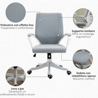 Vinsetto Scaun de Birou Ergonomic Pivotant Inaltime Reglabila si Balansoar