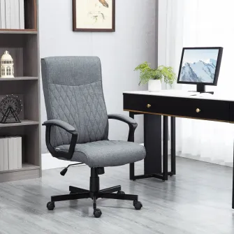 Vinsetto Scaun de birou pentru casa cu spatar inalt, pivotant la 360 de grade, inaltime si inclinare reglabila, gri inchis