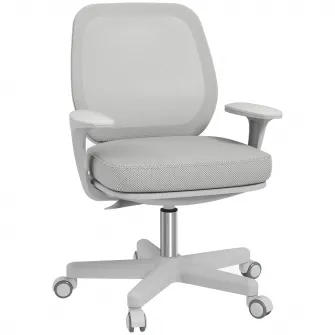 Vinsetto Scaun de Birou Rabatabil cu Inaltime Reglabila, Scaun Ergonomic si Tesatura Respirabila cu 5 Roti 55x48x82.5-94.5 cm, Gri