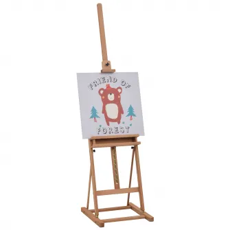 Vinsetto Sevalet Pictura Mare din Lemn de Fag, Sevalet  pentru Desen Reglabil cu Compartiment Depozitare, 53x50.5x171-230cm
