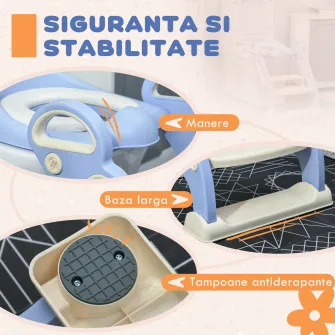 ZONEKIZ Toaleta de Antrenament la Olita pentru Copii cu Trepte Pliabile, Scaun de Toaleta Reglabil pentru Copii cu Placute Antiderapante, Manere, Protectie Impotriva Stropirii, Albastru