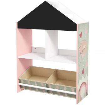 ZONEKIZ Unitate de depozitare a jucariilor pentru copii cu sertare si rafturi detasabile, pentru dormitorul copiilor, sufragerie si decor pentru cresa, de culoare roz