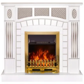 Semineu electric Art Flame Amsterdam & Galileo Gold White