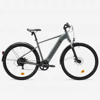 Decathlon Bicicleta polivalenta electrica Cadru inalt E-actv 100 Gri Antracit, S/M