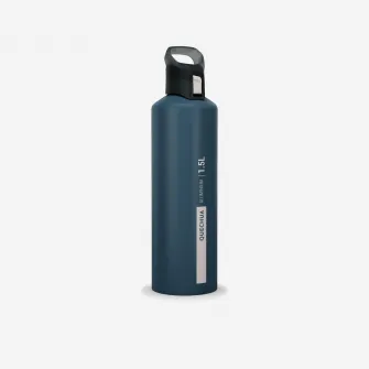 Decathlon Bidon din aluminiu, cu capac cu deschidere rapida Drumetie 1,5 L Albastru, Marime unica