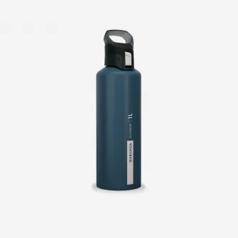 Decathlon Bidon din aluminiu cu capac cu deschidere rapida pentru Drumetie 500 1L Albastru, Marime unica
