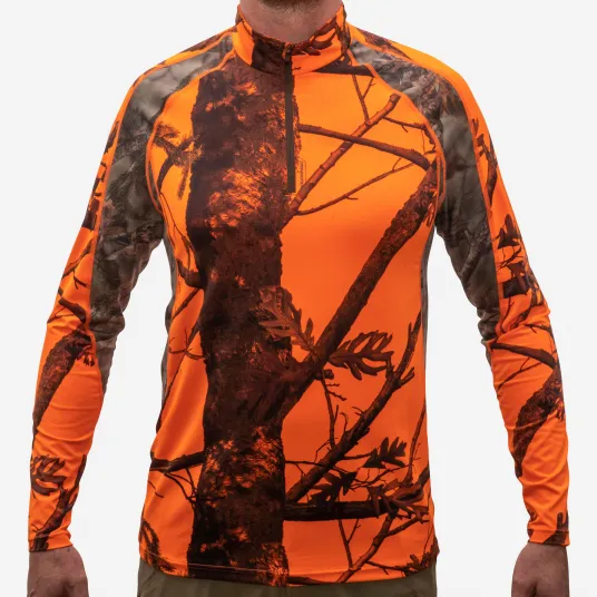 Decathlon Bluza 500 camuflaj respiranta fluorescenta Barbati, S