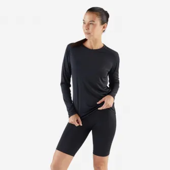 Decathlon Bluza Alergare Jogging Run Sun Protect Negru Dama, 36