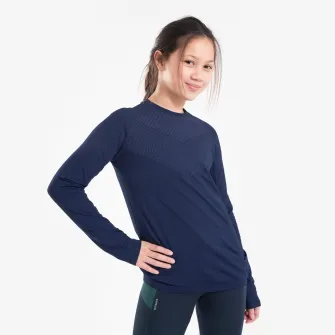 Decathlon Bluza alergare KIPRUN SKINCARE Bleumarin Gri Copii, 8-9 Ani