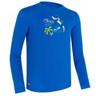 Decathlon Bluza anti-UV 100 Imprimeu Albastru Copii, 7-8 Ani