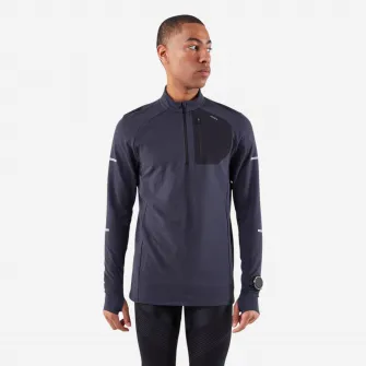 Decathlon Bluza Calduroasa cu fermoar scurt Alergare Jogging KIPRUN RUN 900 NEGRU BARBATI, 2XL