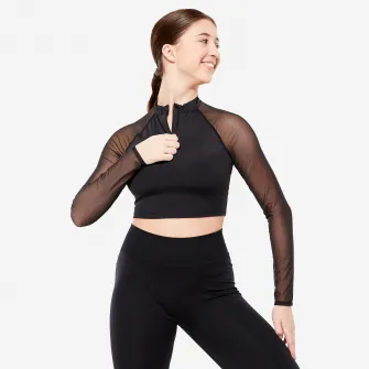 Decathlon Bluza Crop top cu bustiera Dans modern Negru Dama, 40
