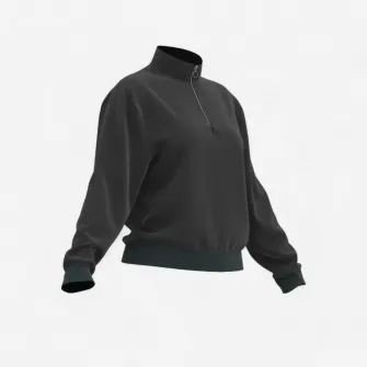 Decathlon Bluza cu fermoar scurt 120 Fitness cardio Negru Dama, L