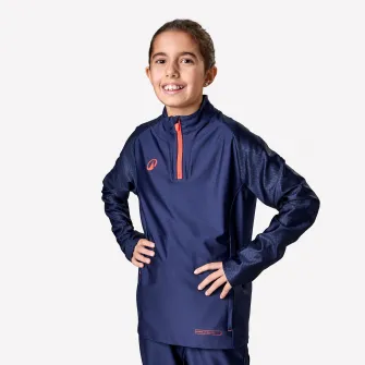Decathlon Bluza cu fermoar scurt Fotbal Viralto Bleumarin-Rosu Copii, 7-8 Ani