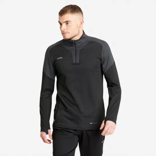 Decathlon Bluza cu fermoar scurt Fotbal VIRALTO CLUB Gri-Negru Barbati, S