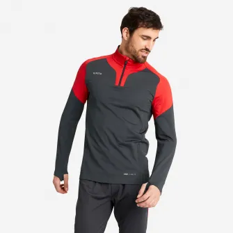 Decathlon Bluza cu fermoar scurt Fotbal VIRALTO CLUB Gri-Rosu Barbati, M