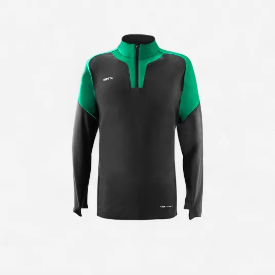 Decathlon Bluza cu fermoar scurt Fotbal VIRALTO CLUB Gri-Verde Barbati, 3XL
