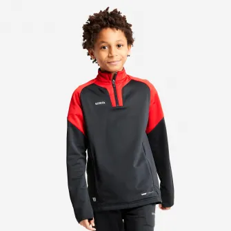 Decathlon Bluza cu fermoar scurt Fotbal VIRALTO CLUB Rosu-Gri Copii, 8-9 Ani