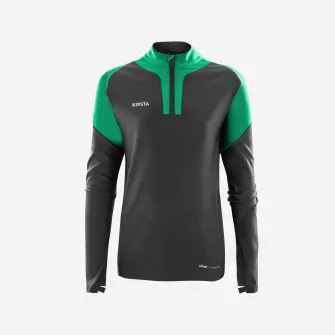 Decathlon Bluza cu fermoar scurt Fotbal VIRALTO CLUB Verde-Gri Copii, 5-6 Ani
