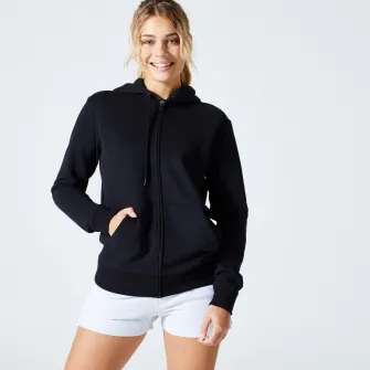 Decathlon Bluza de trening cu fermoar Fitness 500 Negru Dama, L