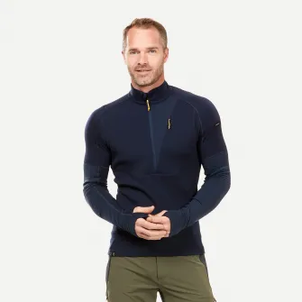 Decathlon Bluza din lana merinos Trekking MT900 Albastru Barbati, S