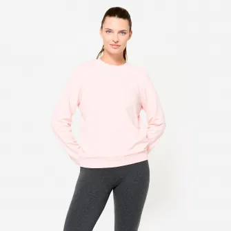 Decathlon Bluza fitness 100 cu guler rotund Roz deschis Dama, XS