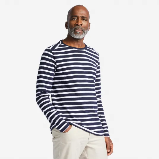 Decathlon Bluza navigatie Sailing 100 Albastru-Alb Barbati, 3XL
