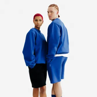 Decathlon Bluza oversize cu guler rotund Albastru Unisex, L