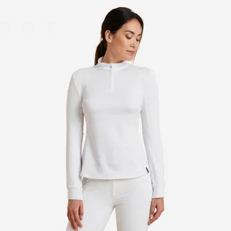 Decathlon Bluza Polo 500 Concurs Echitatie Calduroasa Alb Dama, 38