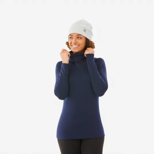 Decathlon Bluza termica calduroasa si respiranta schi guler rulat BL 500 Bleumarin Dama, M