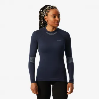 Decathlon Bluza termica confortabila schi BL500 soft seamless Bleumarin si Albastru Dama, XS