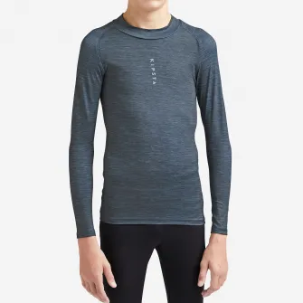 Decathlon Bluza termica Fotbal Keepconfort 100 Gri Copii, 10-11 Ani