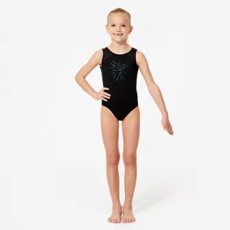 Decathlon Body fara maneci 540 Gimnastica negru cu paiete Fete, 10 Ani