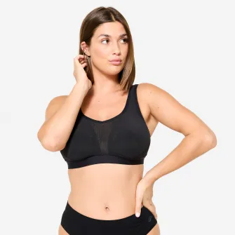 Decathlon Bustiera bretele incrucisate cu sustinere mare Negru Dama, M CD