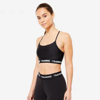 Decathlon Bustiera bretele subtiri incrucisate Sustinere redusa Negru Dama, XS