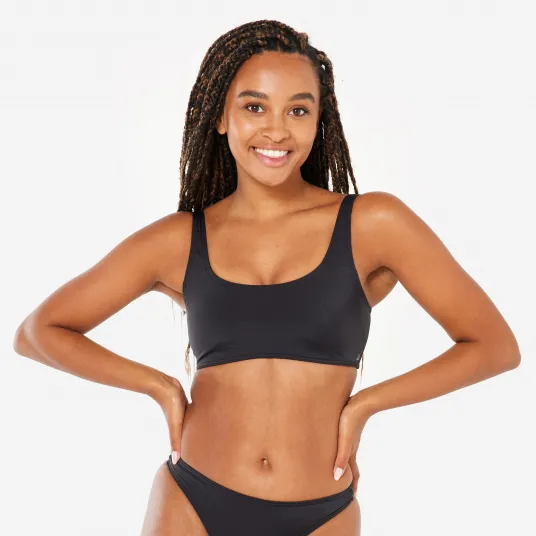Decathlon BUSTIERA DE BAIE AURELY NEGRU CU BURETI DETASABILI DAMA, 38