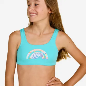 Decathlon BUSTIERA DE BAIE SURF LANA 500 GLORY TURCOAZ FETE, 8-9 Ani