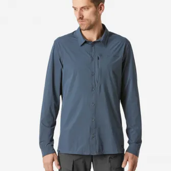 Decathlon Camasa trekking calatorie Anti-UV Travel900 Gri Barbati, XL