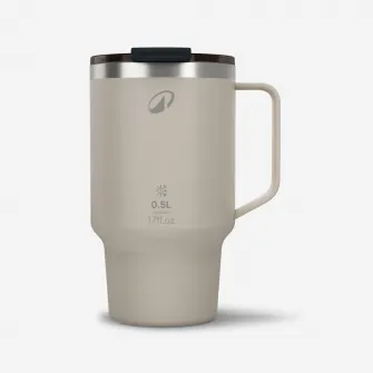 Decathlon Cana izoterma 900 0,5L din inox, pentru camping, drumetii/trekking Bej, Marime unica