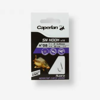 Decathlon Carlige Legate Pescuit SN Hook Fluorocarbon Carp Pole, 8