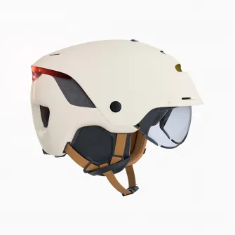 Decathlon Casca Ciclism in oras 900 Viziera si iluminat spare Bej, M/55-59cm