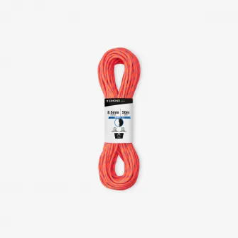 Decathlon Coarda Dubla Escalada si alpinism Rapel 8.6 mm x 50 m Portocaliu, Marime unica
