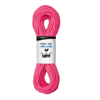 Decathlon Coarda Dubla Rapel Escalada/ Alpinism 8.9 mm x 50 m EDGE DRY Roz, Marime unica